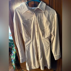 Cupshe Beige Button-Up Shirt Jacket